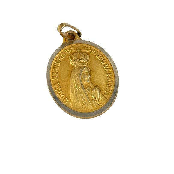 Nossa Senhora Do Rosario De Fatima Gold-Tone Religious Pendant - Picture 2 of 7